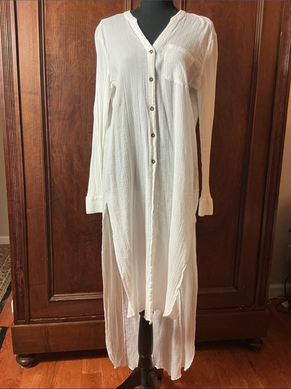 HOLDING HORSES White Gauze Button-Front Dress